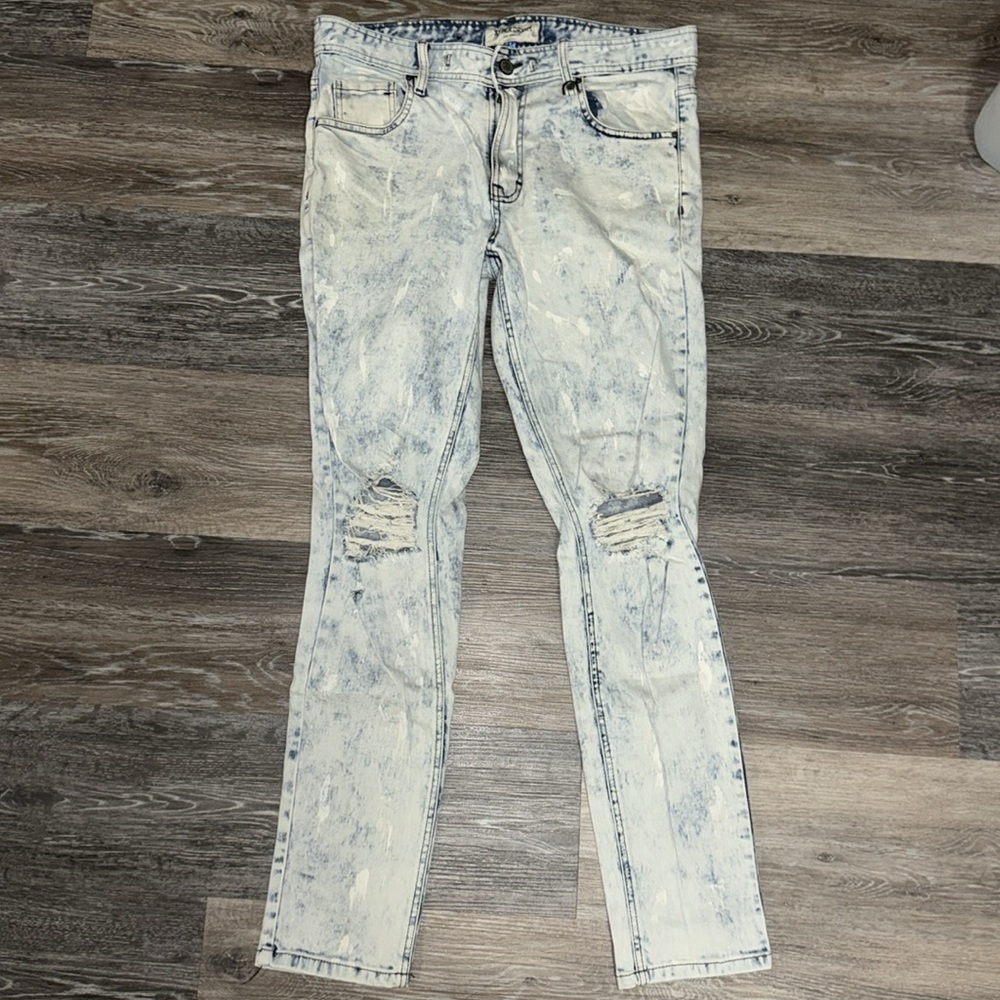 Hyper Denim Distressed Acid Wash Skinny Jeans